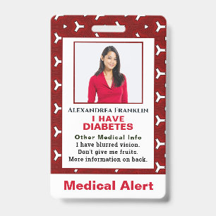 Medical Illness Alert Emergency ID Photo Custom Badge