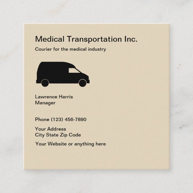Medical Industry Transportation Square Business Card (Front)