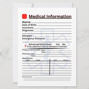 Medical Information Emergency Refrigerator Invitation