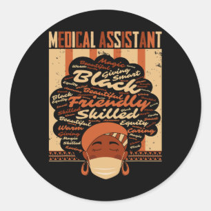 Medical Istant Costume Afro Woman Proud Black Hist Classic Round Sticker