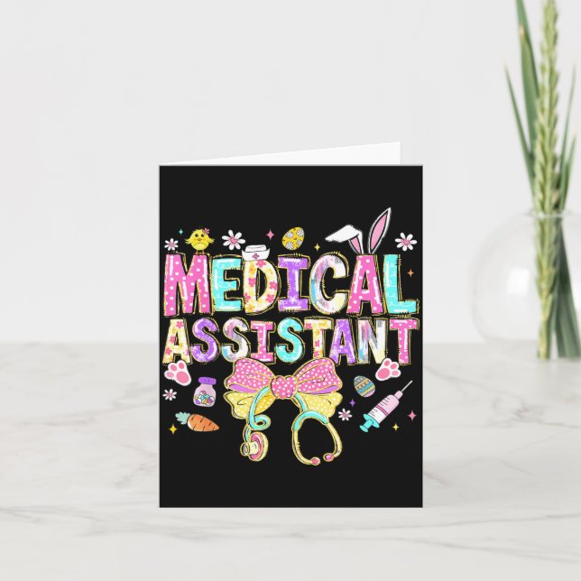 Medical Istant Easter Day Cute Coquette Card (Front)