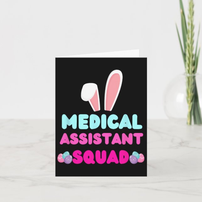 Medical Istant Squad Bunny Ear Easter Costume Eggs Card (Front)