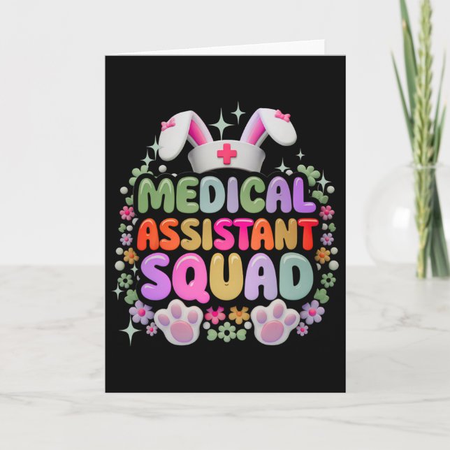 Medical Istant Squad Funny Cute Easter Day Bunny E Card (Front)
