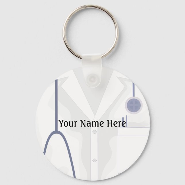 Medical Lab Coat Jacket Button Keychain (Front)