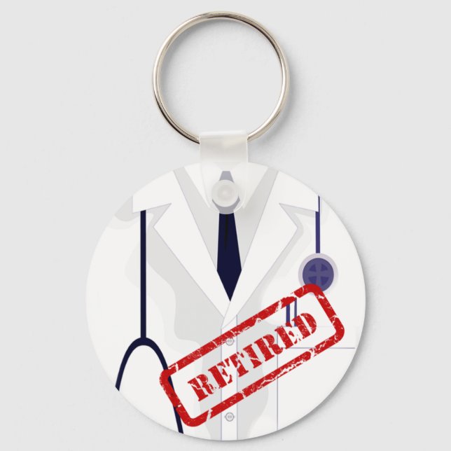 Medical Lab Coat Jacket Doctor Retired Keychain (Front)