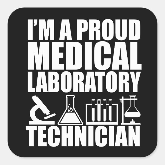 Medical lab tech laboratory technician square sticker (Front)
