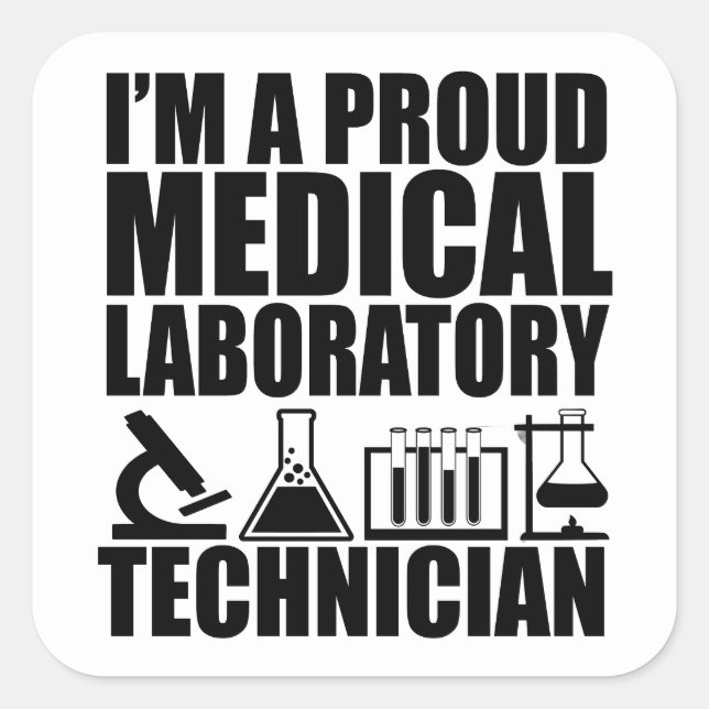 Medical lab tech laboratory technician square sticker (Front)