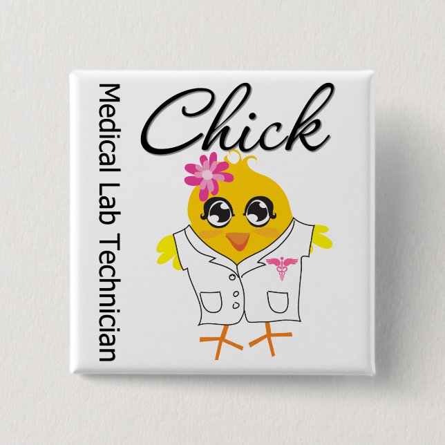 Medical Lab Technician Chick 15 Cm Square Badge (Front)