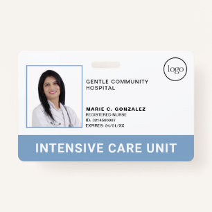 Medical Light Blue Hospital Logo Photo ID ID Badge