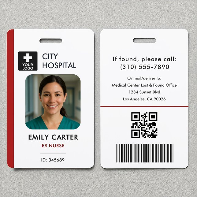 Medical Logo Emergency Red ID Employee Photo  Badge (Creator Uploaded)