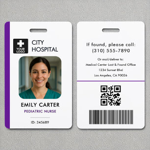 Medical Logo Paediatrics Nurse Purple ID Photo  Badge