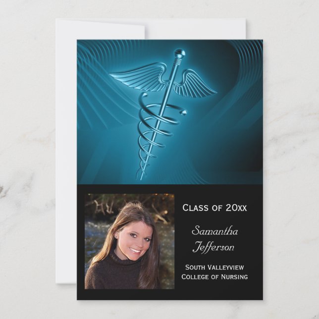 Medical Logo Photo Graduation Invitation (Front)