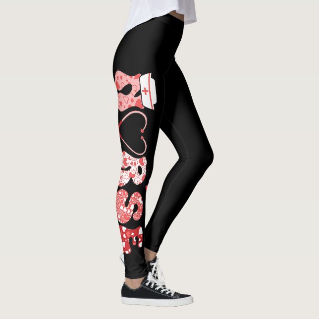 Medical Love Hearts Nurse Fun Valentine Leggings (Right)