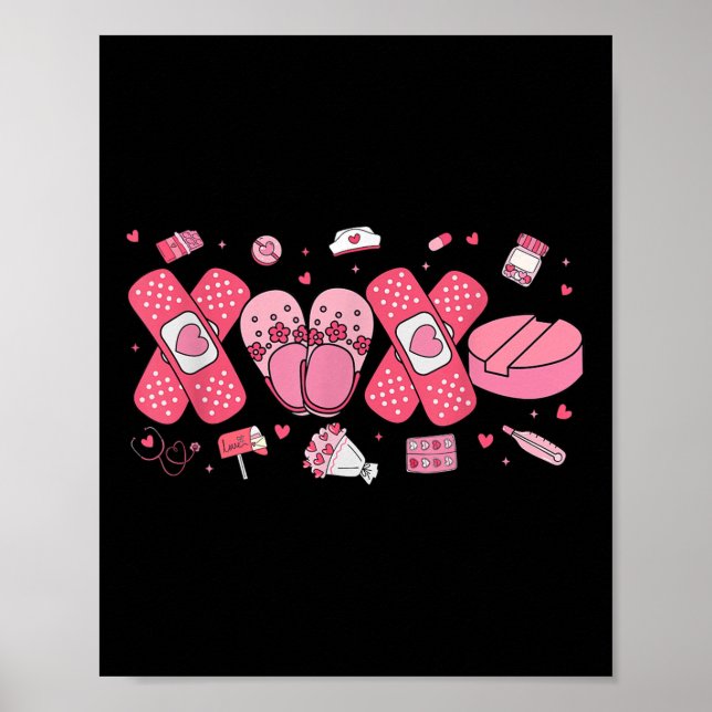 Medical Lovely Chequered Heart Nurse Valentine Poster (Front)