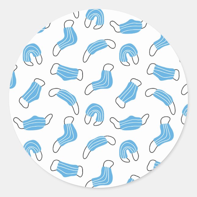 Medical mask pattern classic round sticker (Front)