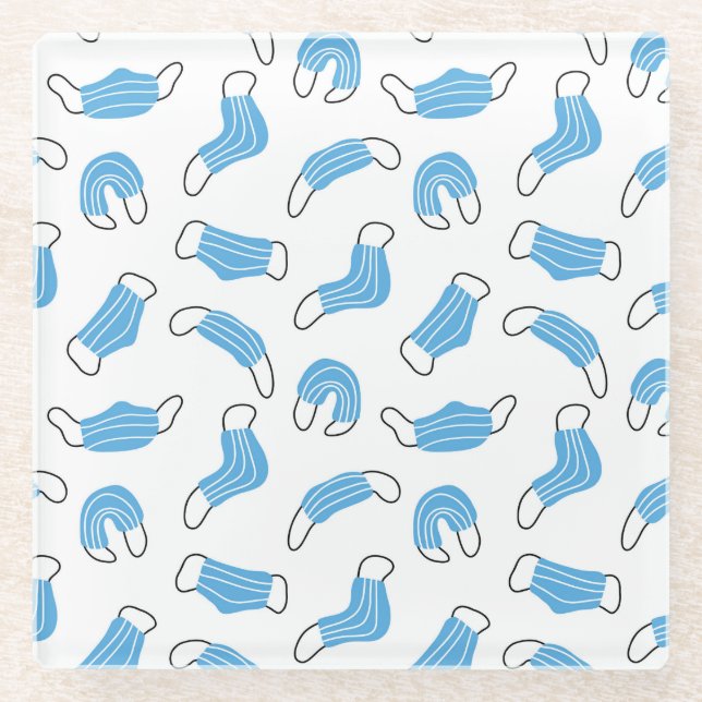 Medical mask pattern glass coaster (Front)