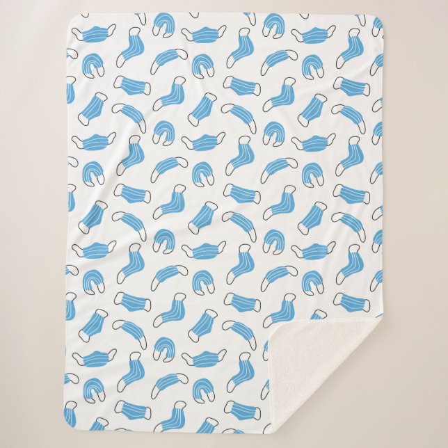 Medical mask pattern sherpa blanket (Front)