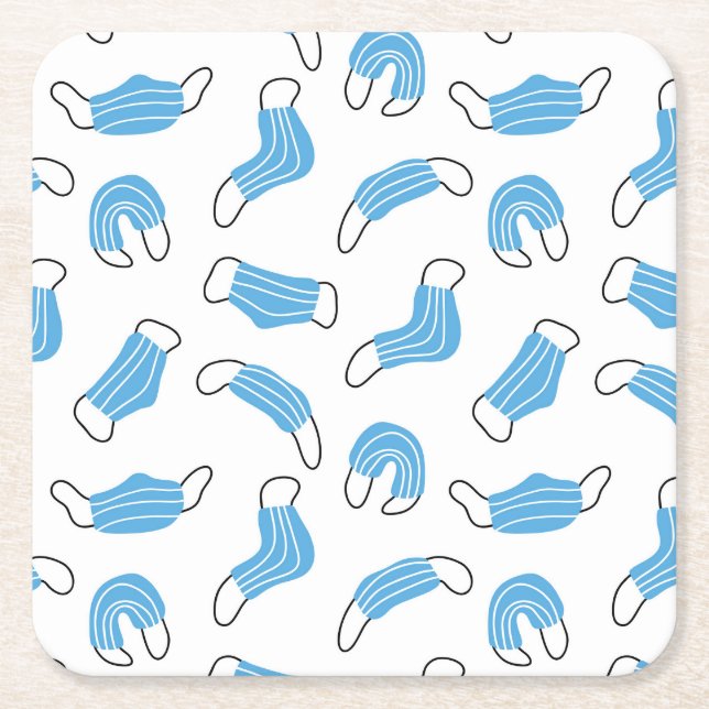 Medical mask pattern square paper coaster (Front)