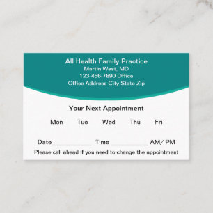 Medical Modern Appointment Reminder Business Cards