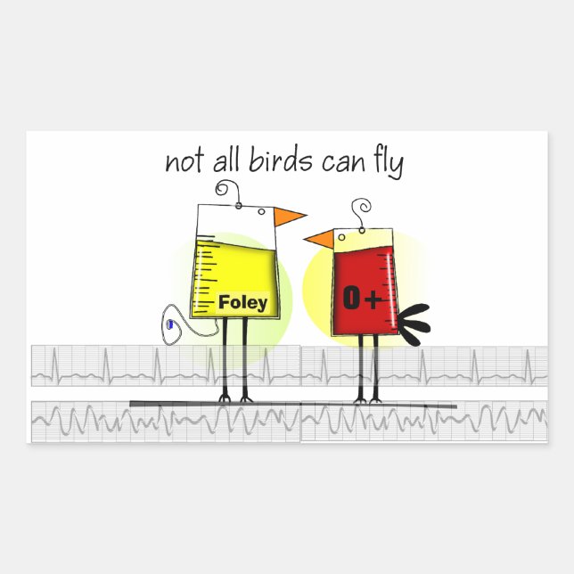 Medical Nurse Birds Rectangular Sticker (Front)