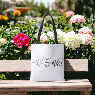 Medical Nurse Doctor Custom Heartbeat Stethoscope  Tote Bag