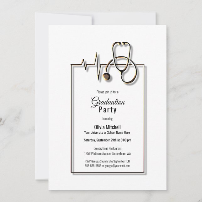 Medical Nurse Doctor Stethoscope Graduation Party Invitation (Front)