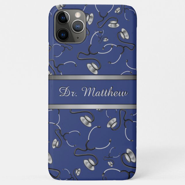 Medical Nurse Doctor Themed Stethoscopes Name Case-Mate iPhone Case (Back)