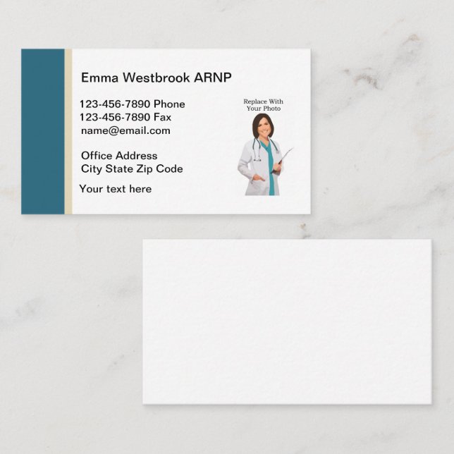 Medical Nurse Practitioner Photo Business Card (Front/Back)