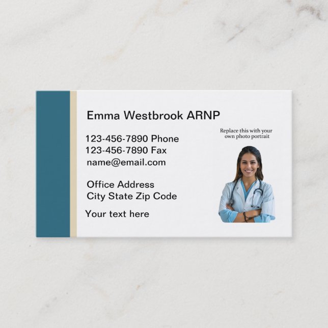 Medical Nurse Practitioner Photo Business Cards (Front)