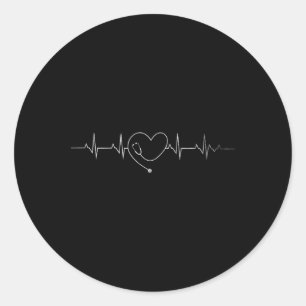 Medical Nursing Heart Stethoscope Heartbeat Medica Classic Round Sticker