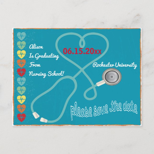 Medical Nursing School Graduate Save The Date Announcement Postcard (Front)