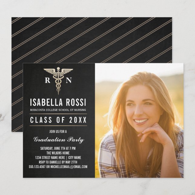 Medical Nursing School Graduation Invitations (Front/Back)