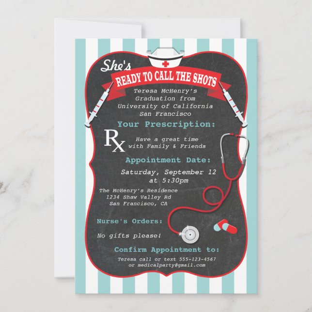 Medical Nursing School Graduation Prescription Announcement (Front)