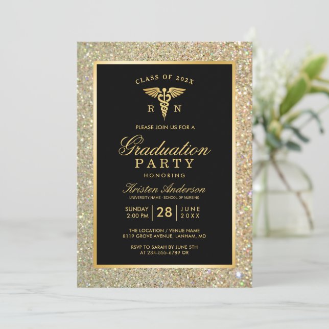 Medical Nursing School Symbol Graduation Party Invitation (Standing Front)