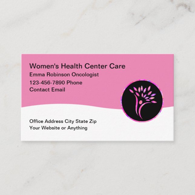 Medical Oncology Cancer Women's Health Business Card (Front)