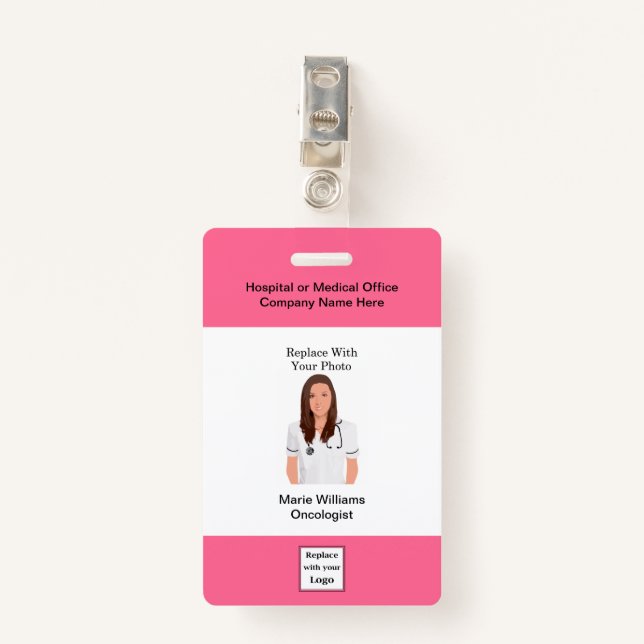 Medical Oncology Staff Photo ID Badges (Front with Clip)