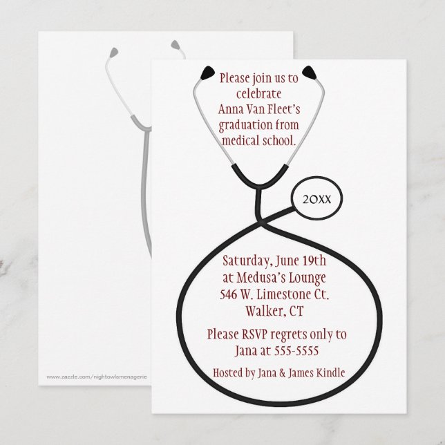 Medical or Nursing Graduation Party Invitation (Front/Back)