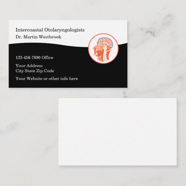 Medical Otolaryngologist Office Ear Nose Throat Business Card (Front/Back)