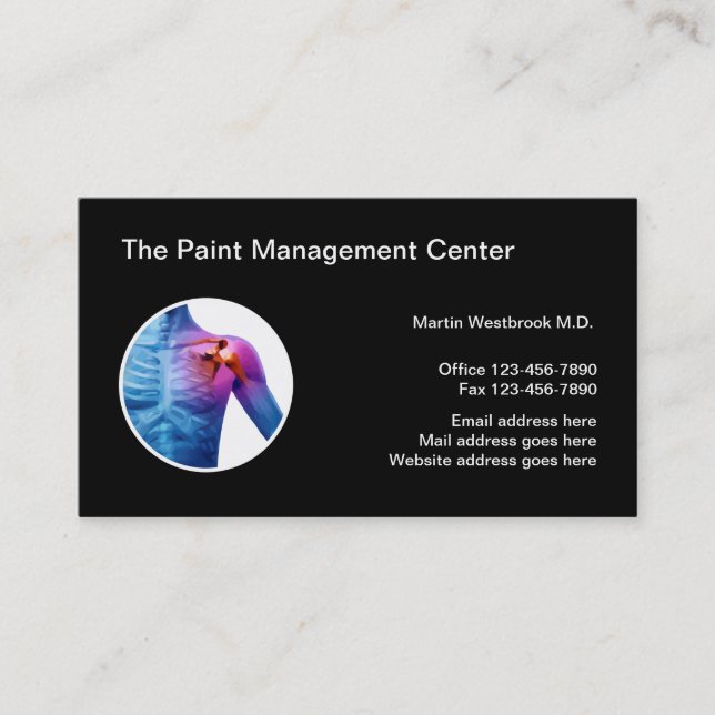 Medical Pain Management Clinic Business Card (Front)