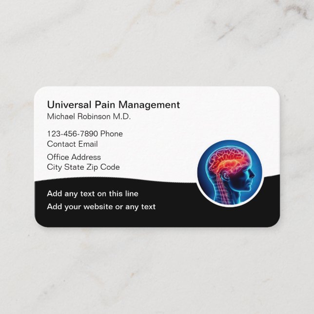 Medical Pain Management Doctor  Business Card (Front)