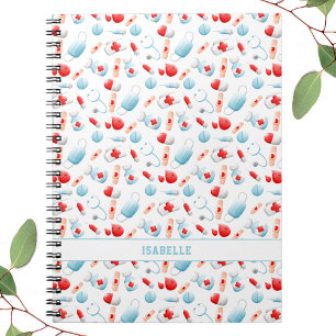 Medical Pattern Name Monogram Notebook