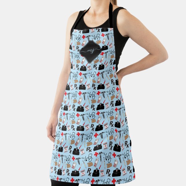 Medical Pattern with Changeable Background Colour Apron (Insitu)