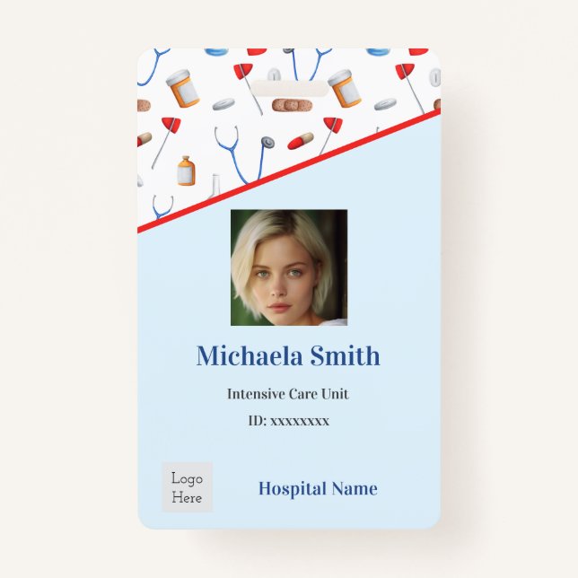 Medical Patterned Intensive Care Doctor ID ID Badge (Front)