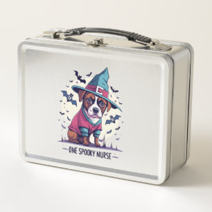 Medical Paws and Haunting Howls One Spooky Nurse D Metal Lunch Box
