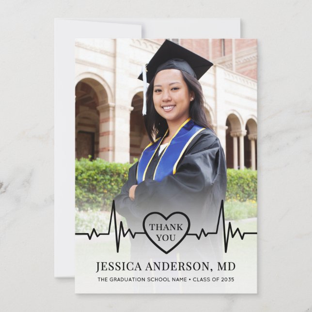 Medical Photo Graduation Thank You Card (Front)