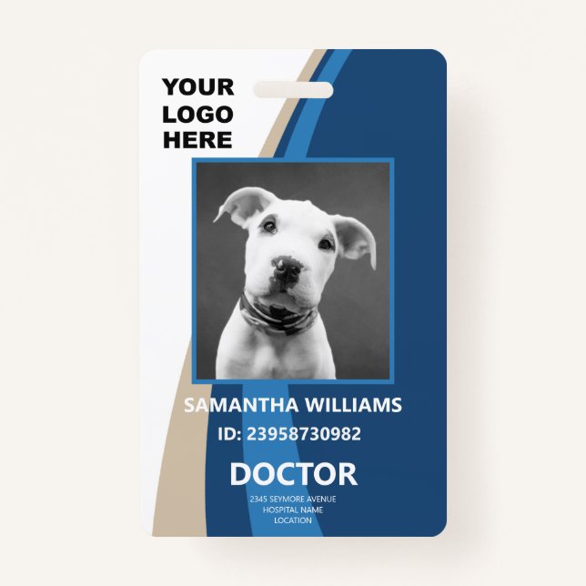 Medical Photo ID Logo Blue and White ID Badge (Front)