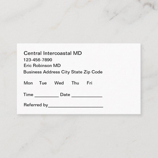 Medical Physician Office Appointment Cards (Front)