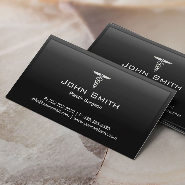 Medical Plastic Surgeon Black Border Business Card (Creator Uploaded)