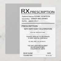 Medical Prescription Pad 50th Birthday Party