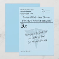 Medical Prescription Pad Blue Wedding Celebration